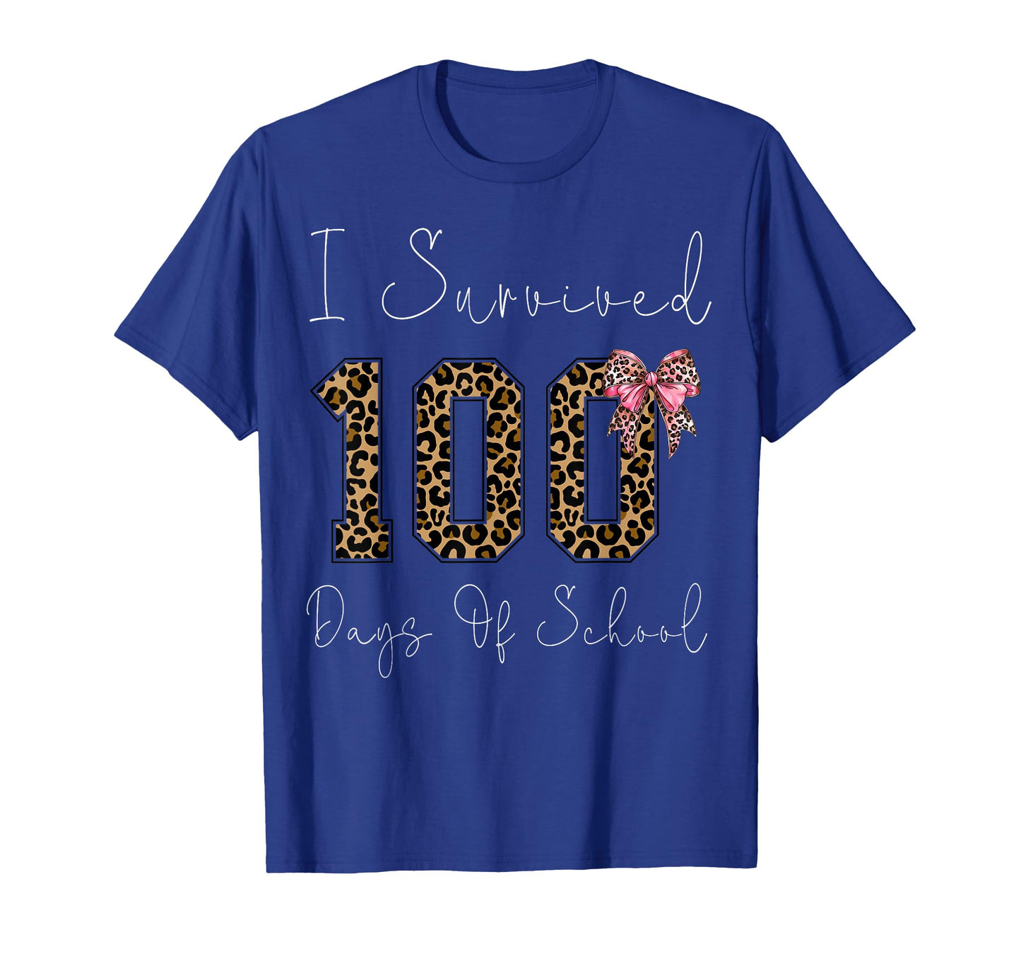 I Survived 100 Days of School 100th Day of School Leopard T-Shirt