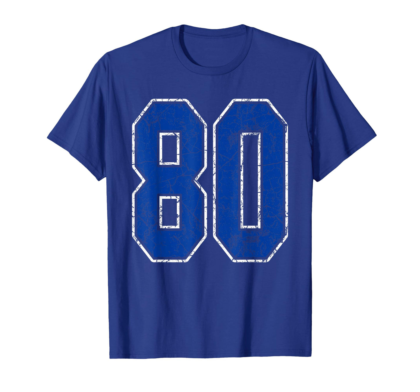 Royal Blue and White Number 80 Jersey Player Uniform #80 Fan T-Shirt