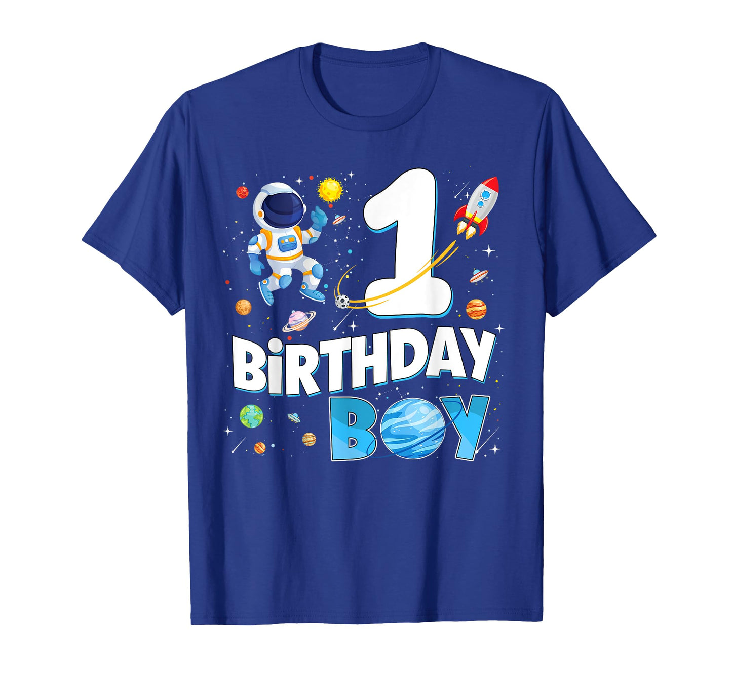 1 Year Old Astronaut Birthday Boy Space Planets Birthday T-Shirt