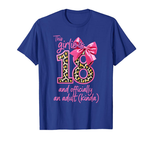 18th Birthday Girl Leopard Print Pink Bow Cute T-Shirt