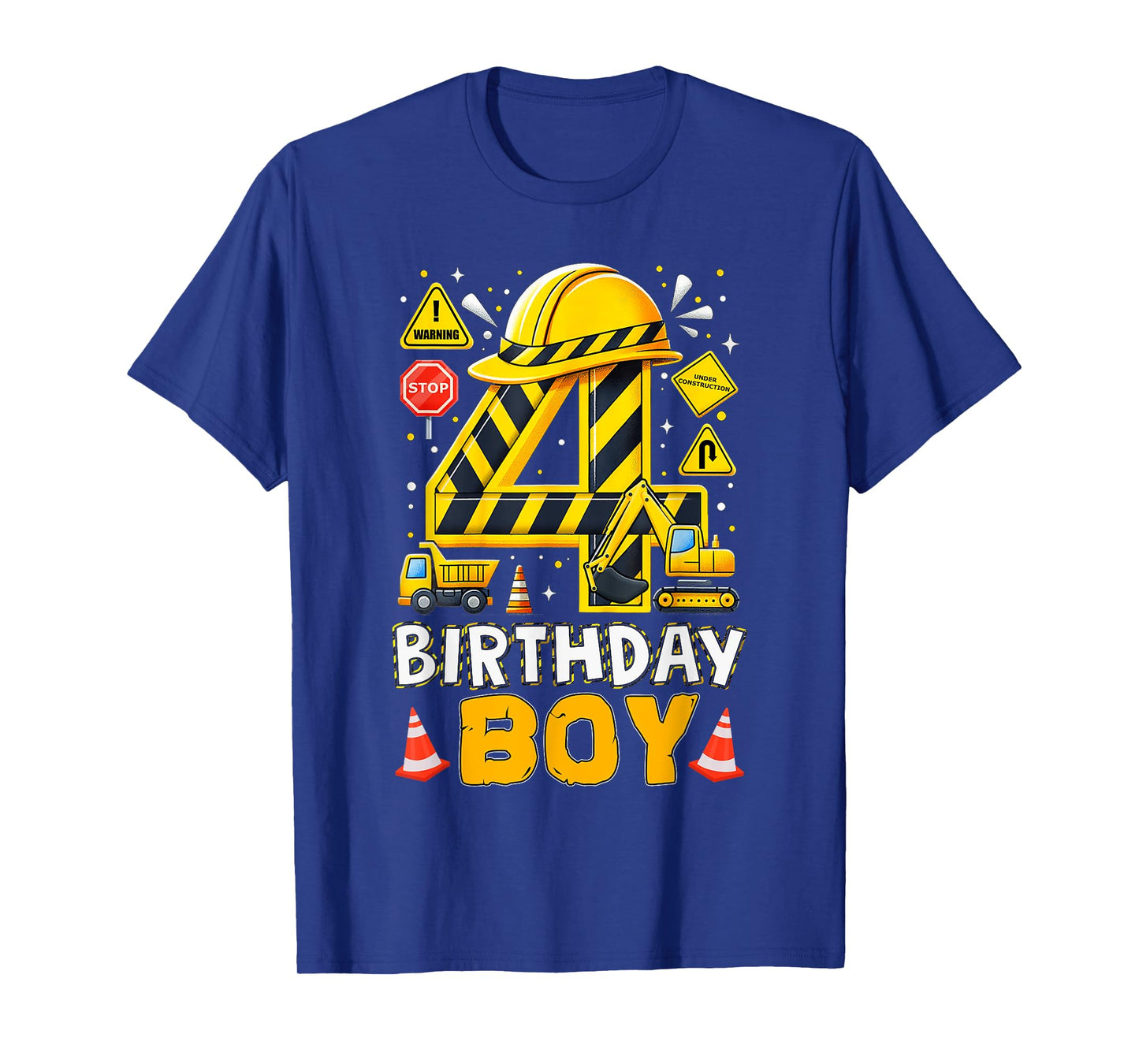 Construction 4 Year Old Birthday Boy 4Th Birthday Excavator T-Shirt