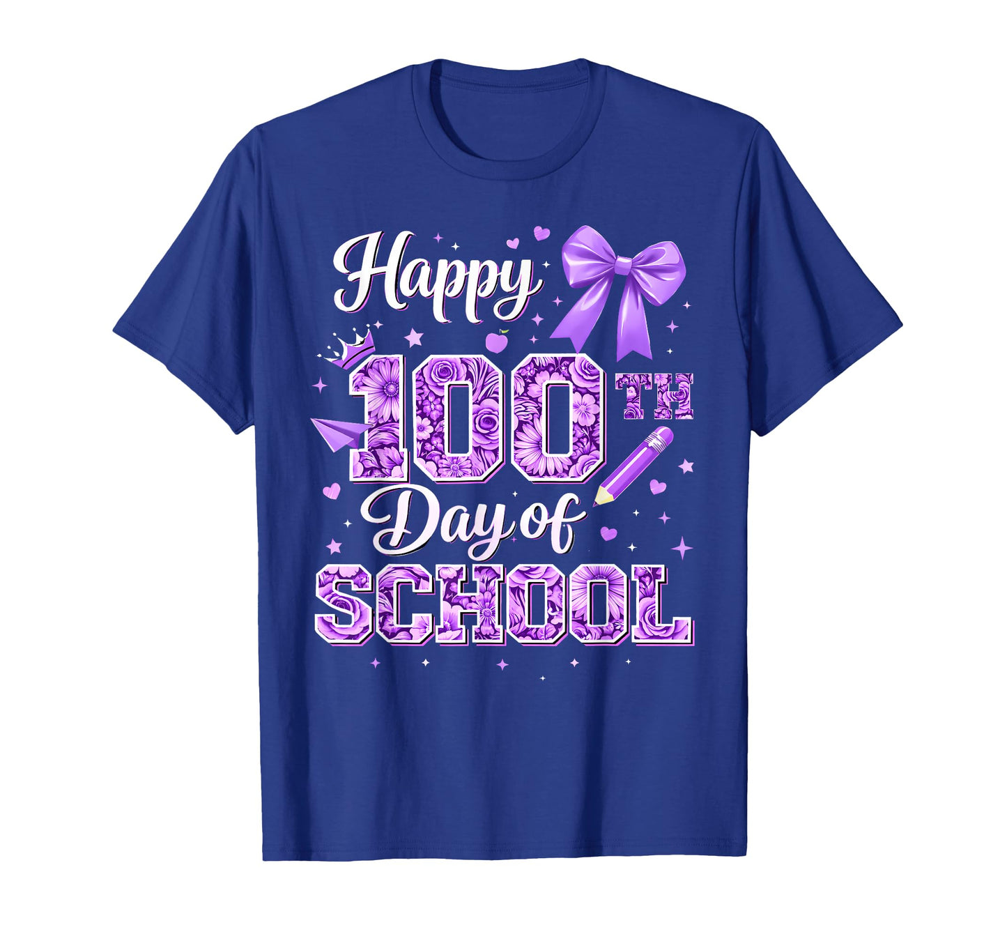 100 Days of School Happy 100th Day Coquette Bow Flower T-Shirt