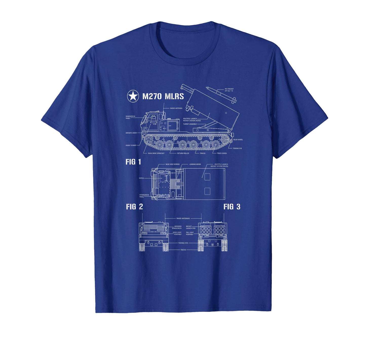 M270 Multiple Launch Rocket System MLRS Blueprint T-Shirt