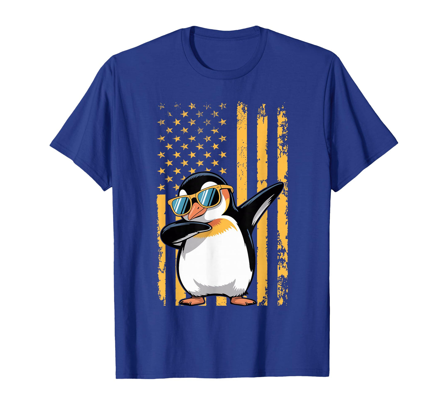 Graphic Penguin Retro American Flag Funny Penguin Lovers T-Shirt