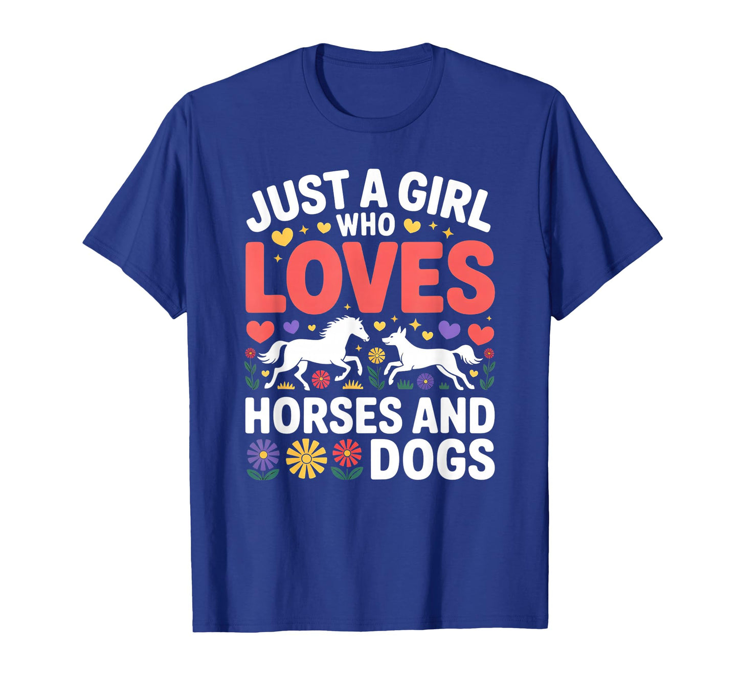 Cute Girl Who Loves Horses and Dogs Design T-Shirt