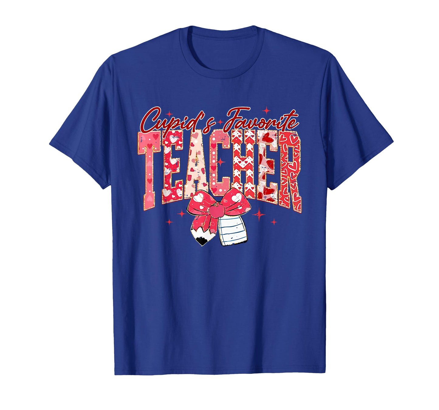 Coquette Bow Pencil Cupid's Favorite Teacher Valentine Heart T-Shirt