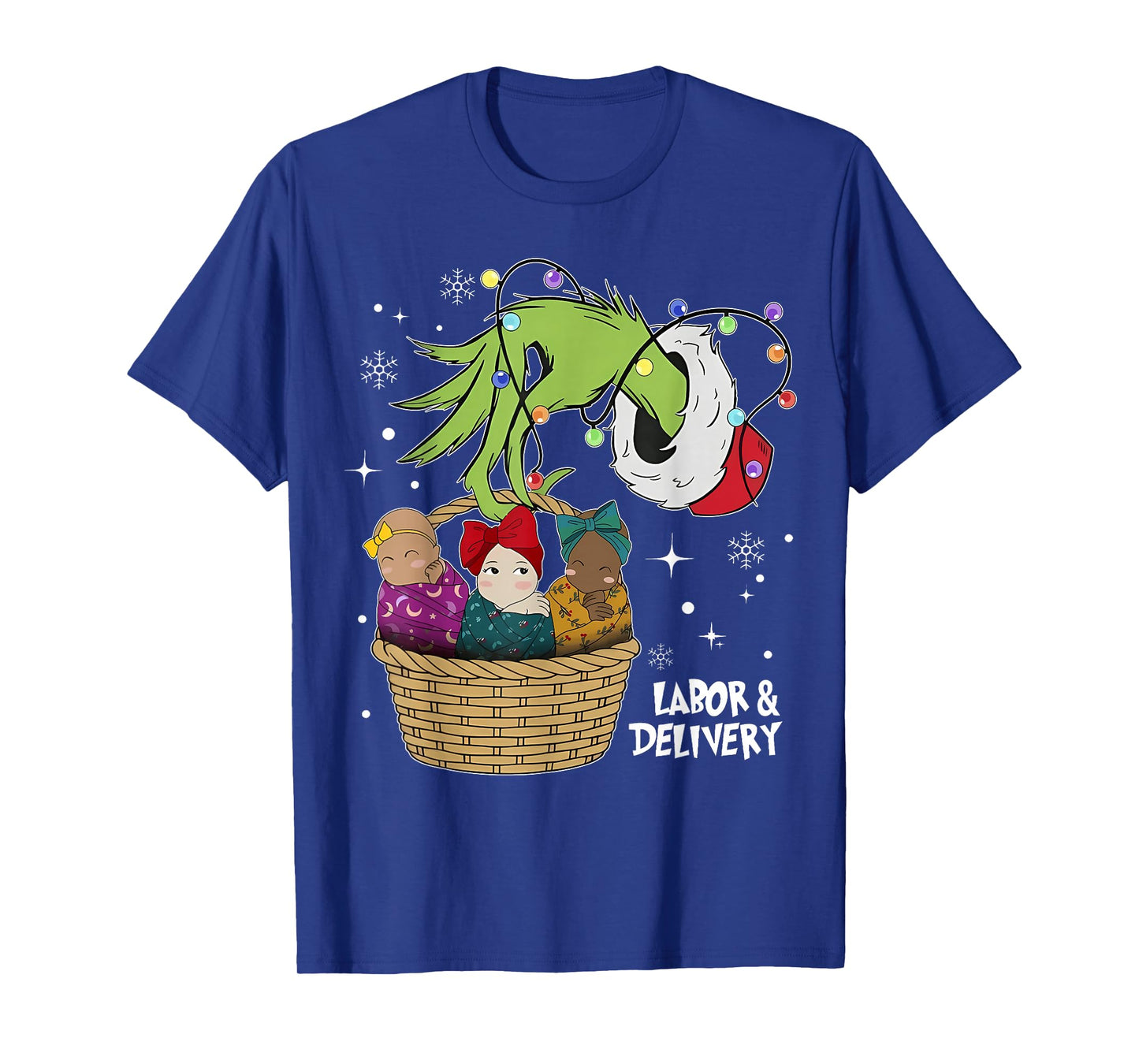 Labor and Delivery Nurse Christmas Lights Snowflake Holiday T-Shirt