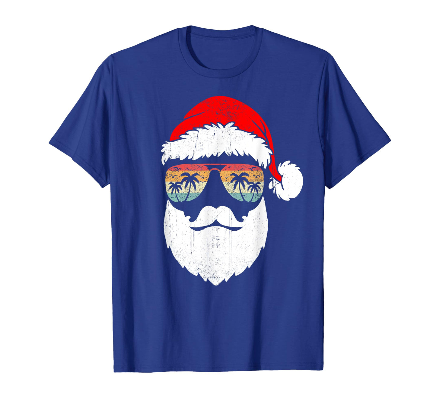 Santa Face Retro Sunglasses Hawaiian Christmas Xmas Tropical T-Shirt