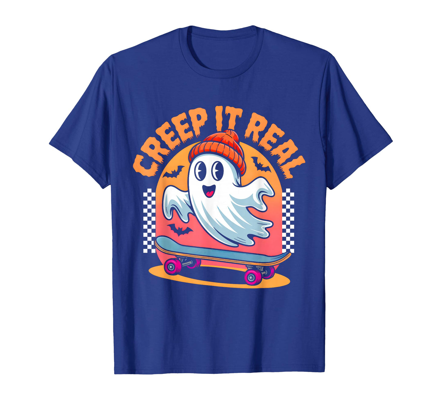 Creep It Real Halloween Skateboard Ghost Kids Boys Teens T-Shirt