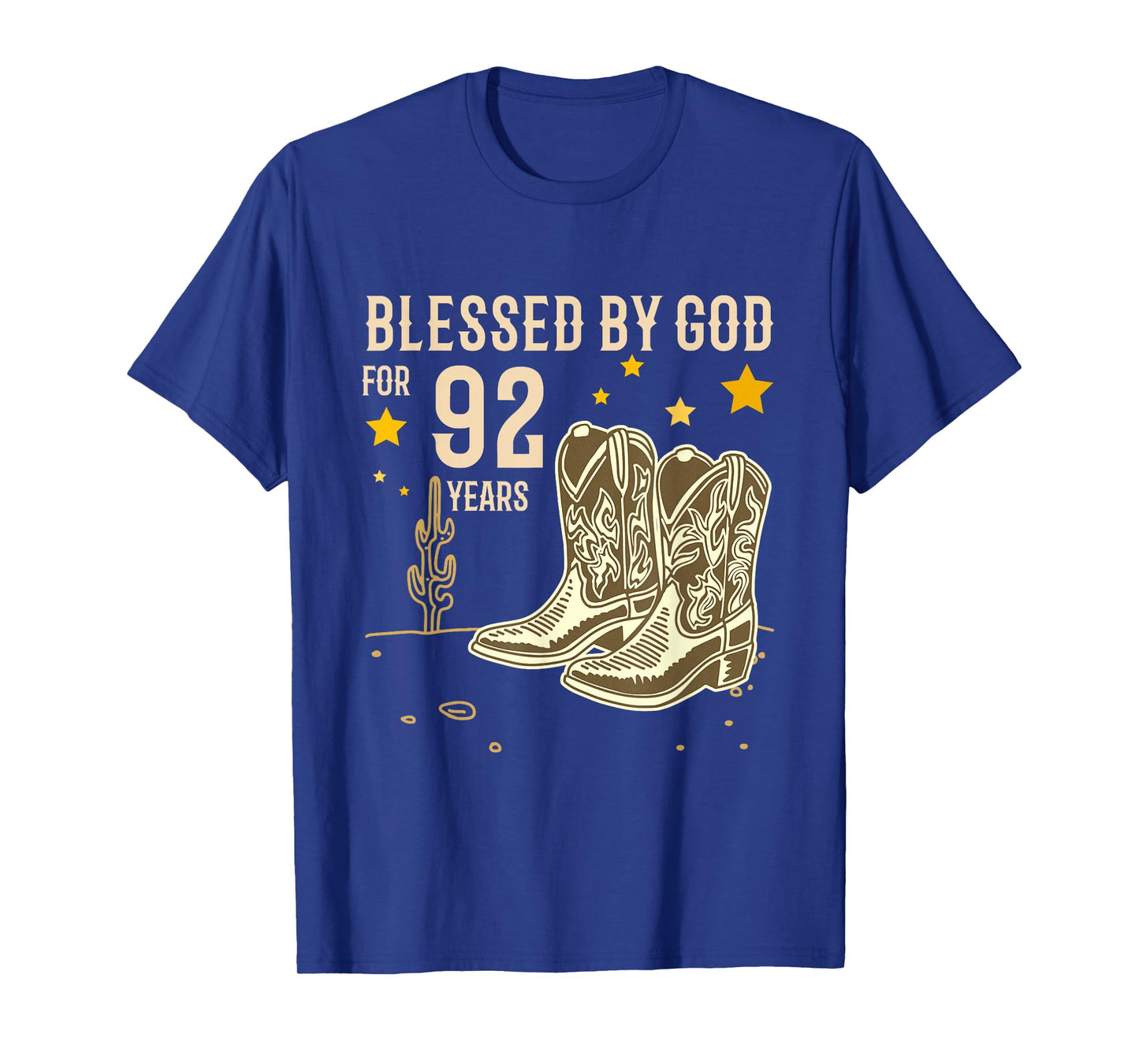 Vintage Blessed by God for 92 Years Cowboy 92nd Birthday Men T-Shirt
