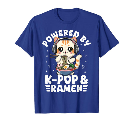 Kawaii Powered by K-Pop and Ramen Cute Kpop Cat Music T-Shirt