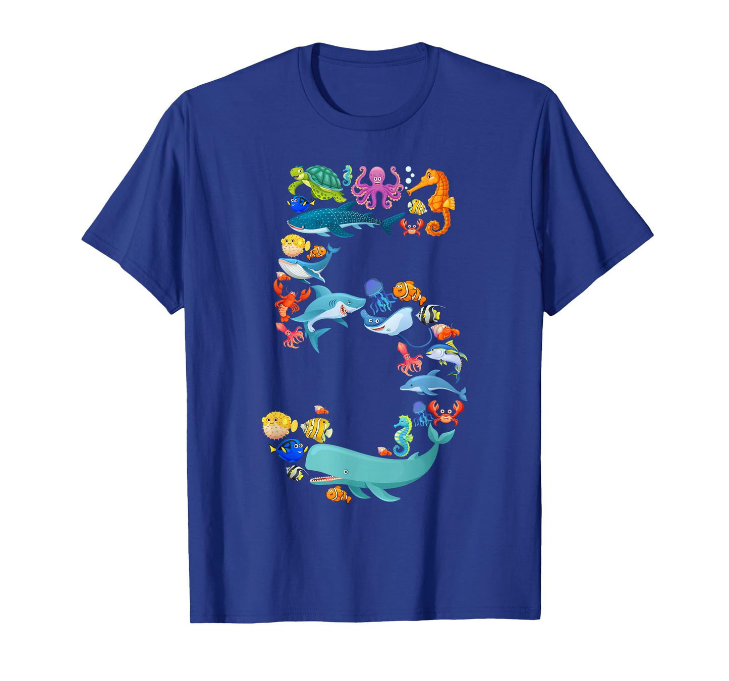Fun Kids 5th Birthday Sea Animals Theme 5 Year Old Boy T-Shirt