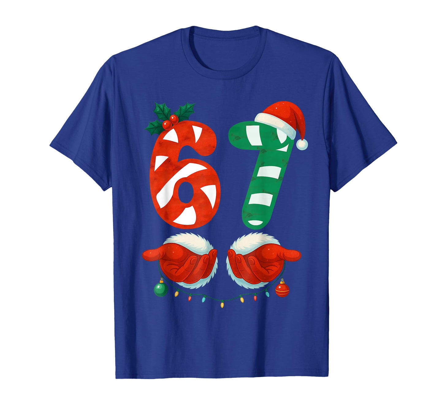 67 Christmas 6 7 Meme Cute Candy Cane 67 Meme Xmas Holiday T-Shirt