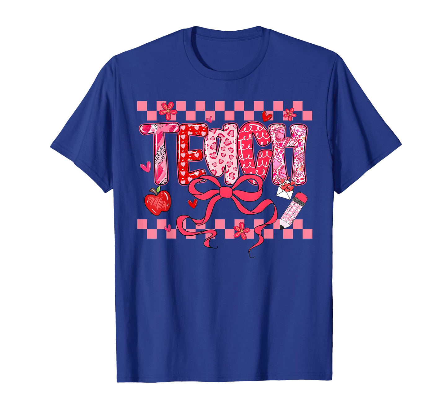 Valentine Teacher Coquette Bow Pencil Girl Women T-Shirt