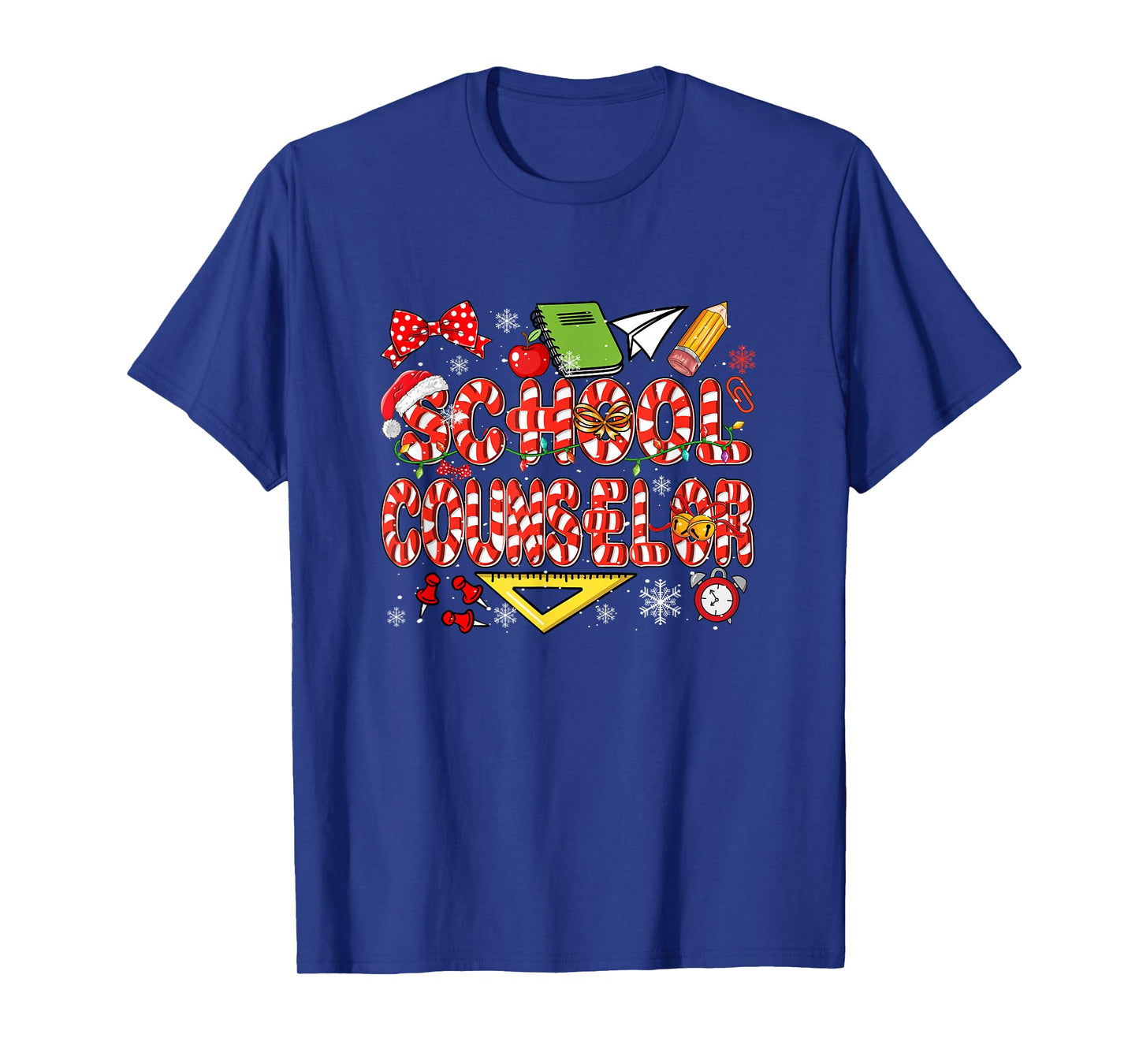 School Counselor Christmas Candy Canes Lover Funny Job Team T-Shirt