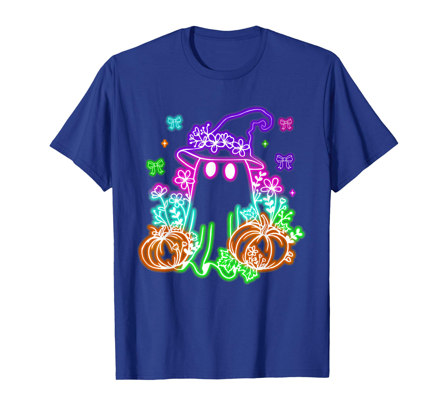 Cute Boo Halloween Ghost Witch Pumpkin Trendy Halloween Neon T-Shirt