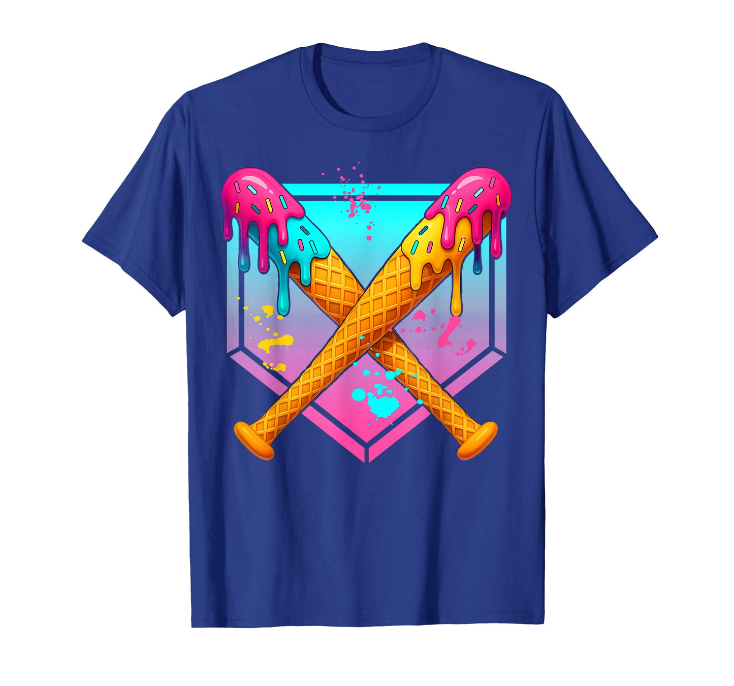 Baseball Drip Boys Ice Cream Youth Sweet Bat Home Plate T-Shirt