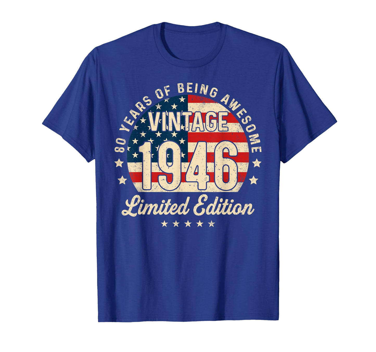80th Birthday Vintage 1946 80 Year Old Gifts Men USA Flag T-Shirt