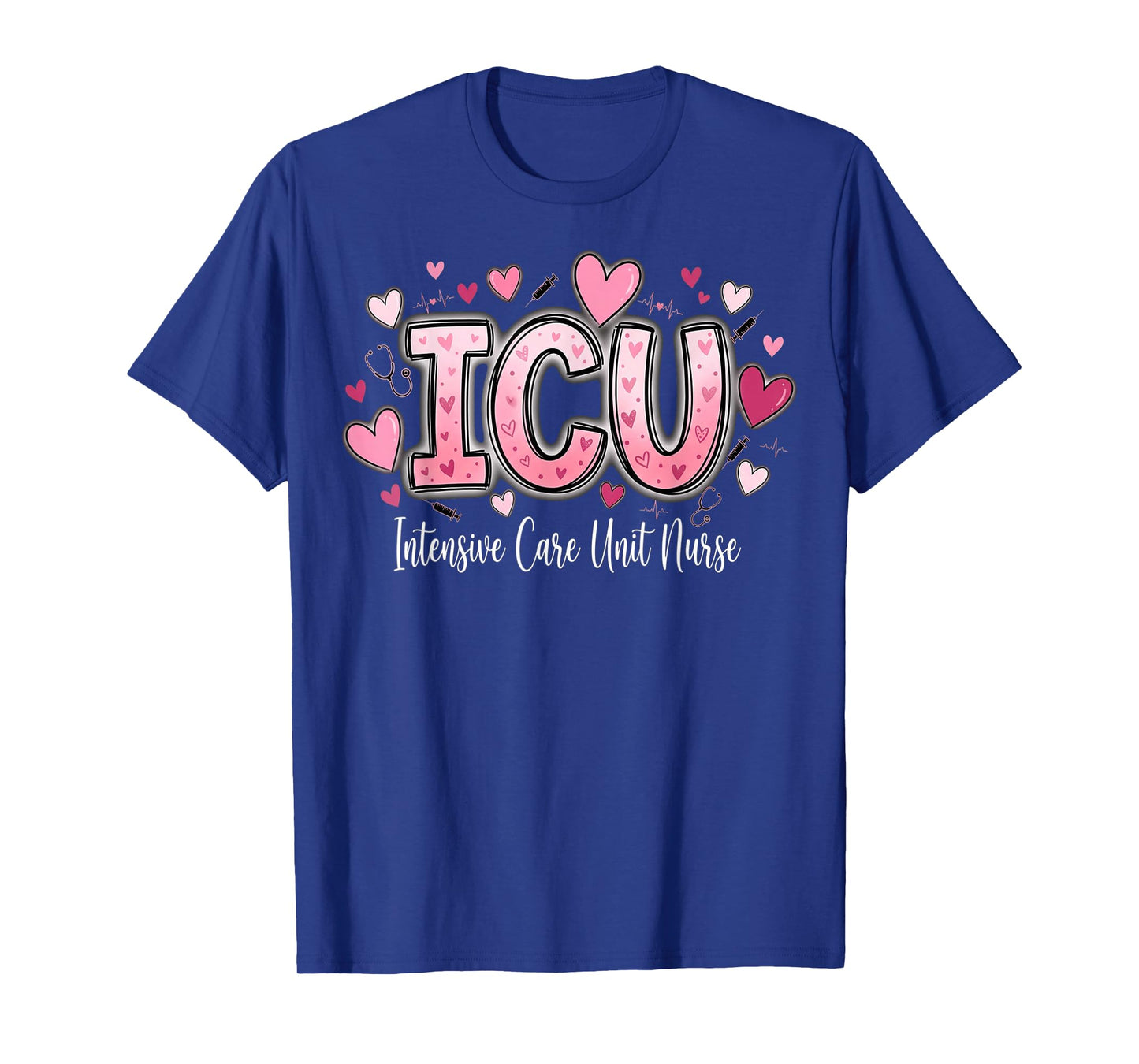 Cute Hearts ICU Valentine Nurse Valentines Day Shirt Nurses T-Shirt