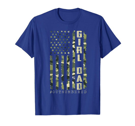 Dad of Girl Camo American Flag Father's Day Military Daddy T-Shirt