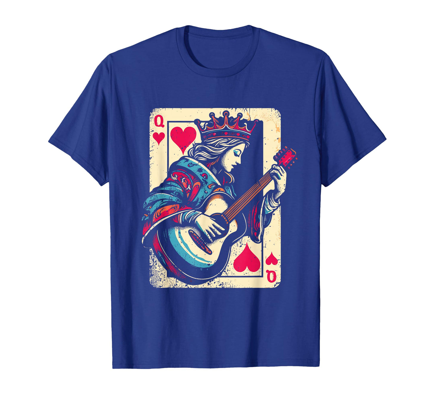 Queen Of Hearts Guitarist - Vintage Guitar Card Game Lover T-Shirt