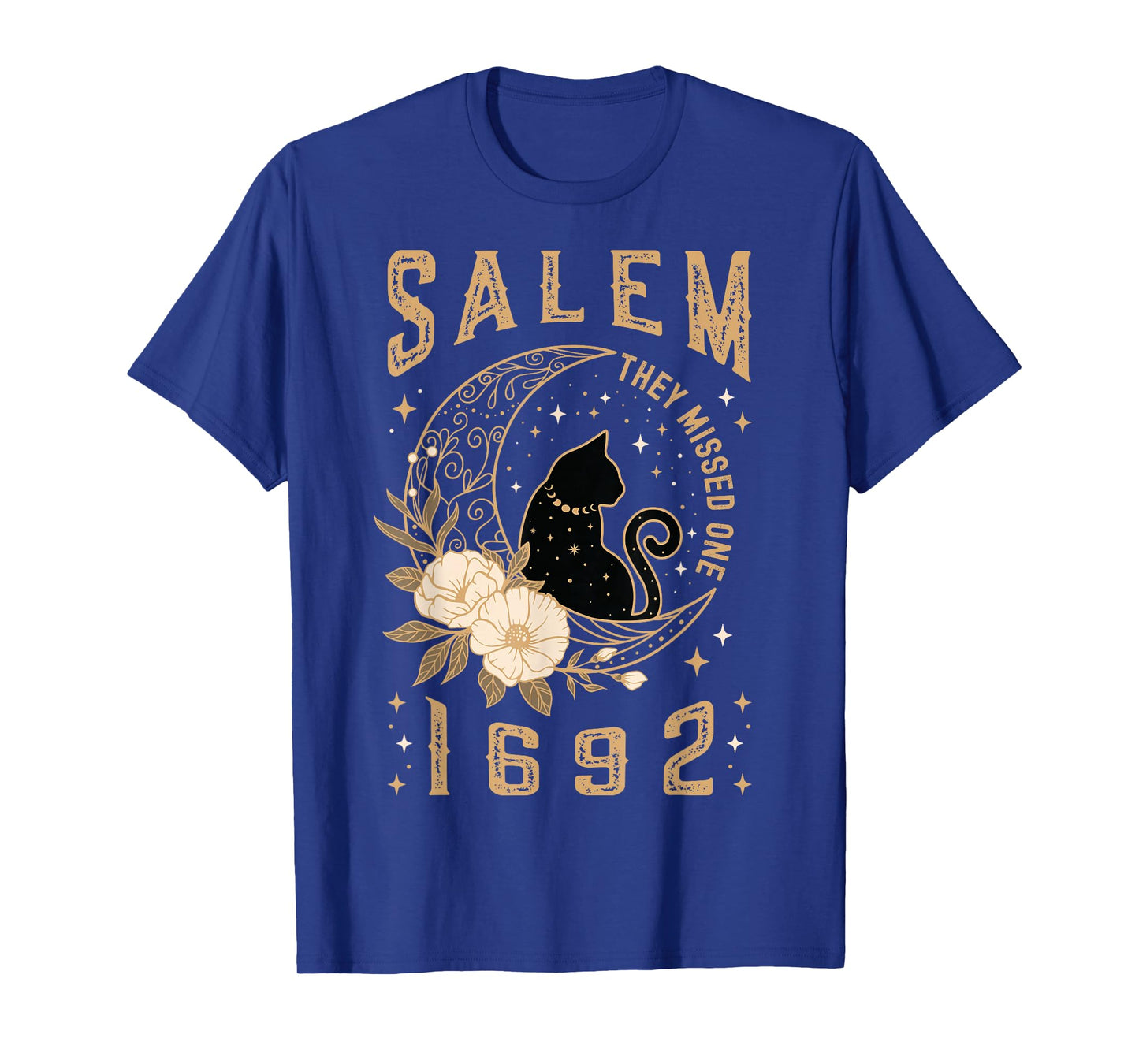 Salem 1692 They Missed One Witch Trial Black Cat Moon Witchy T-Shirt