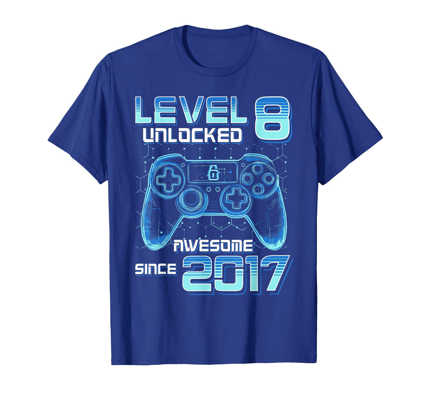 Level 8 Unlocked Video Game Party 8th Birthday Gamer Boys T-Shirt