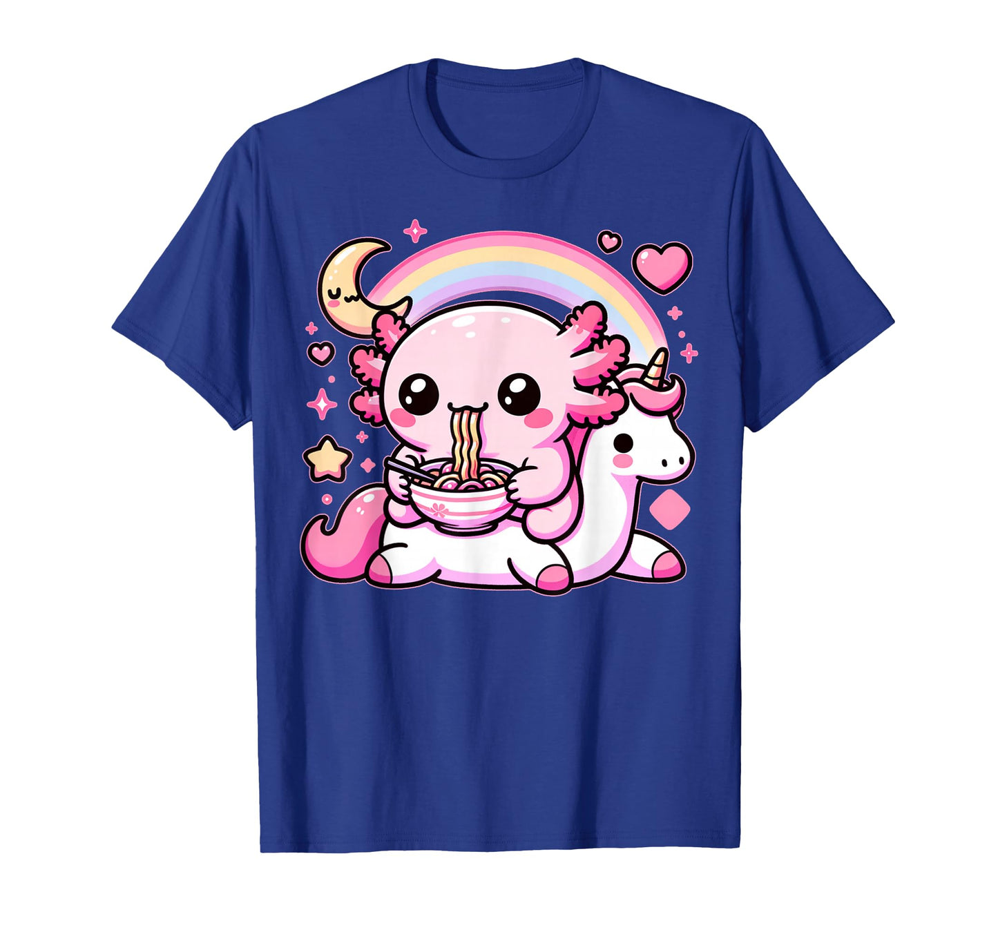 Anime Kawaii Axolotl Eating Ramen Noodles Kids Teen Girl Boy T-Shirt