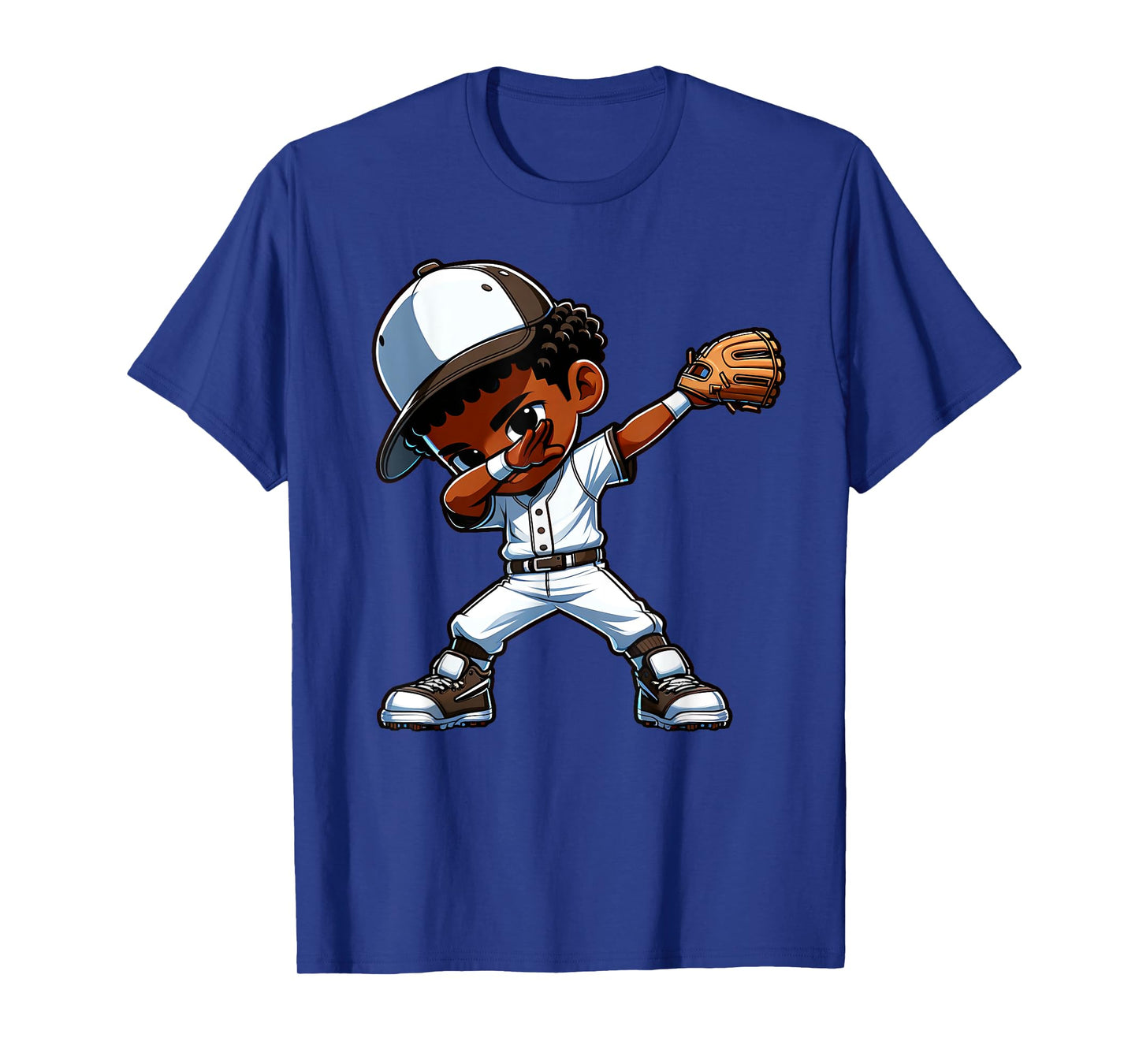 Funny Black Kid Dabbing Baseball Player Afro Boys Girls Kids T-Shirt