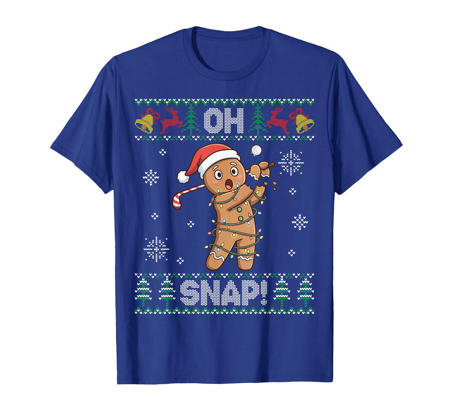 Gingerbread Golf Christmas Cookie Oh Snap Santa Ugly Sweater T-Shirt