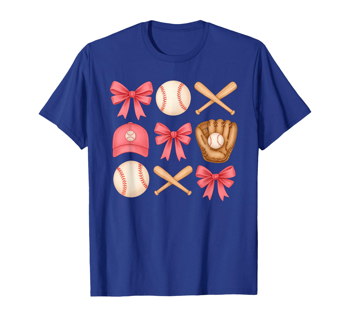 Cute Pink Baseball Bow Girl Sports Fan Softball Girl Women T-Shirt