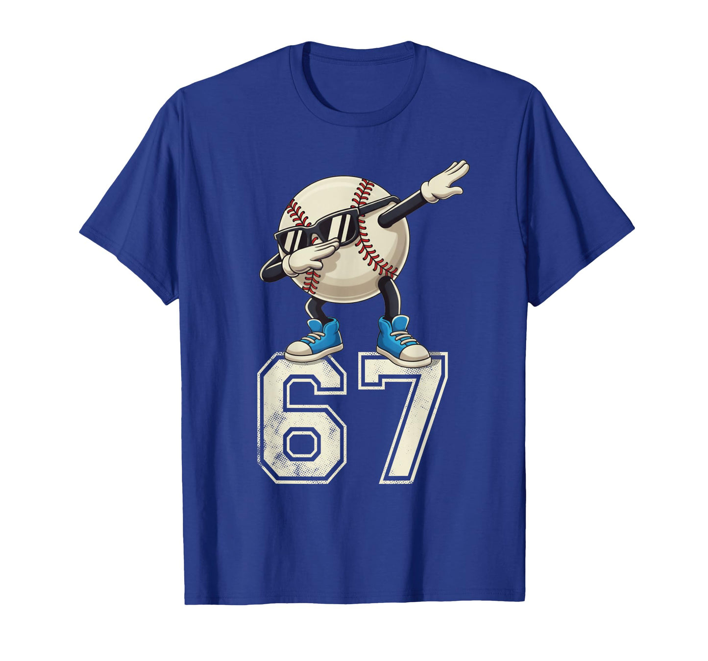Boys Kids 67 Six Seven Sunglasses Dabbing Baseball Lover T-Shirt