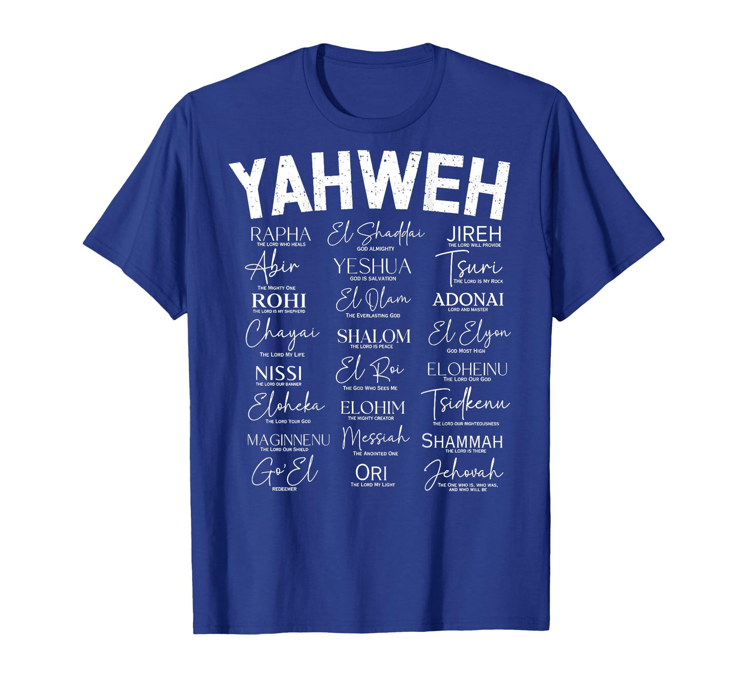 Hebrew Names of God Hebrew Jesus Christian (On Back) T-Shirt