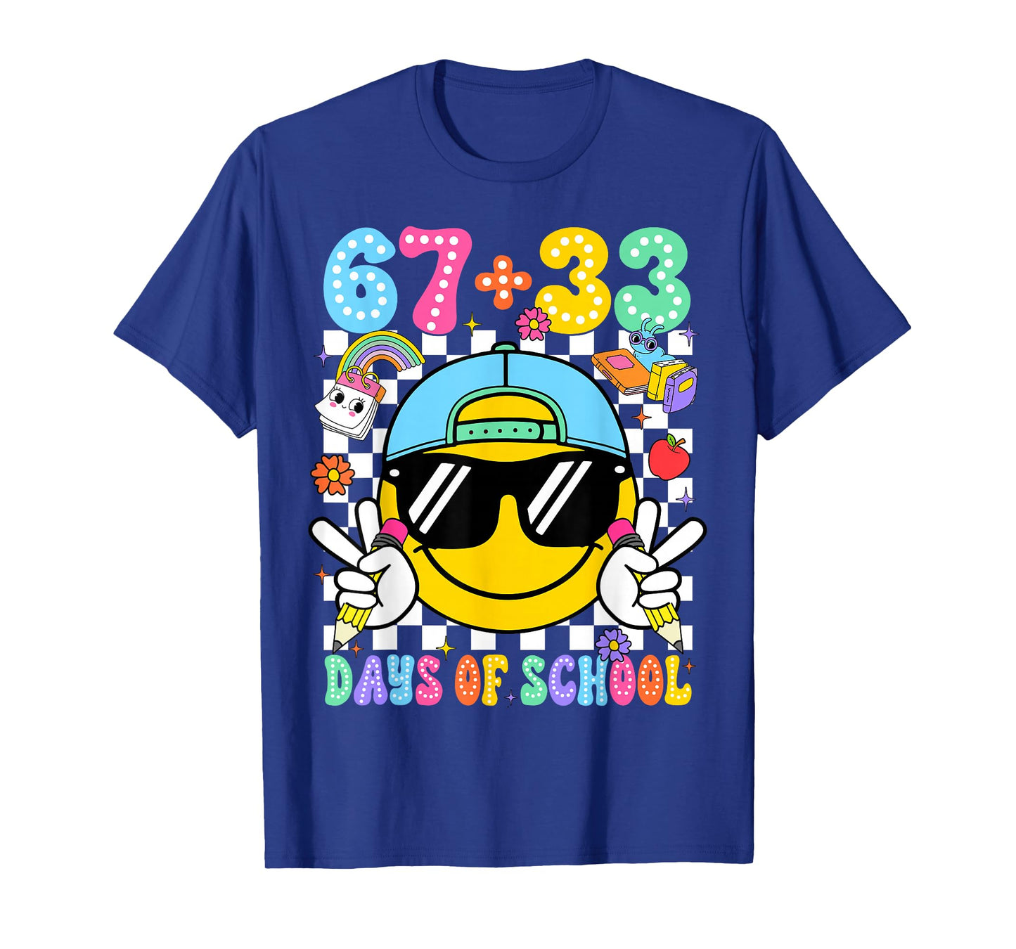 67 33 Days of School 100th Day Smile Face 100 Days Kid T-Shirt