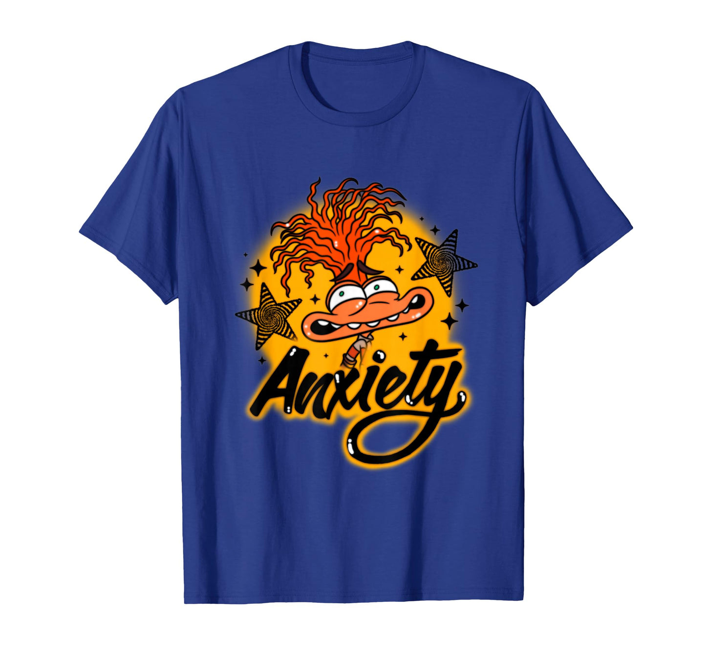 Disney Pixar Inside Out 2 Anxiety with Stars Orange Retro T-Shirt