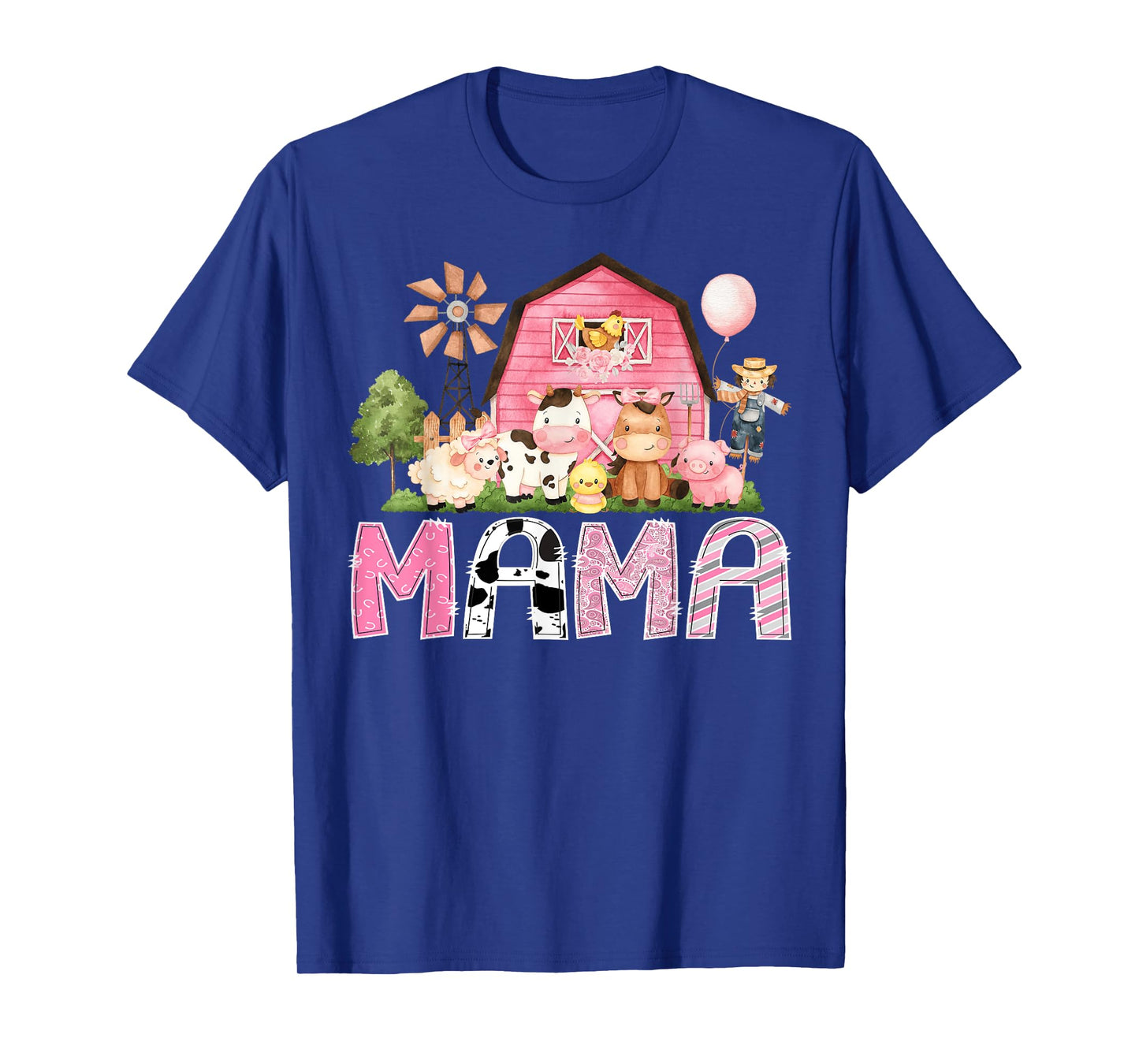Mama Pink Farm Cow Birthday Girl Matching Family T-Shirt