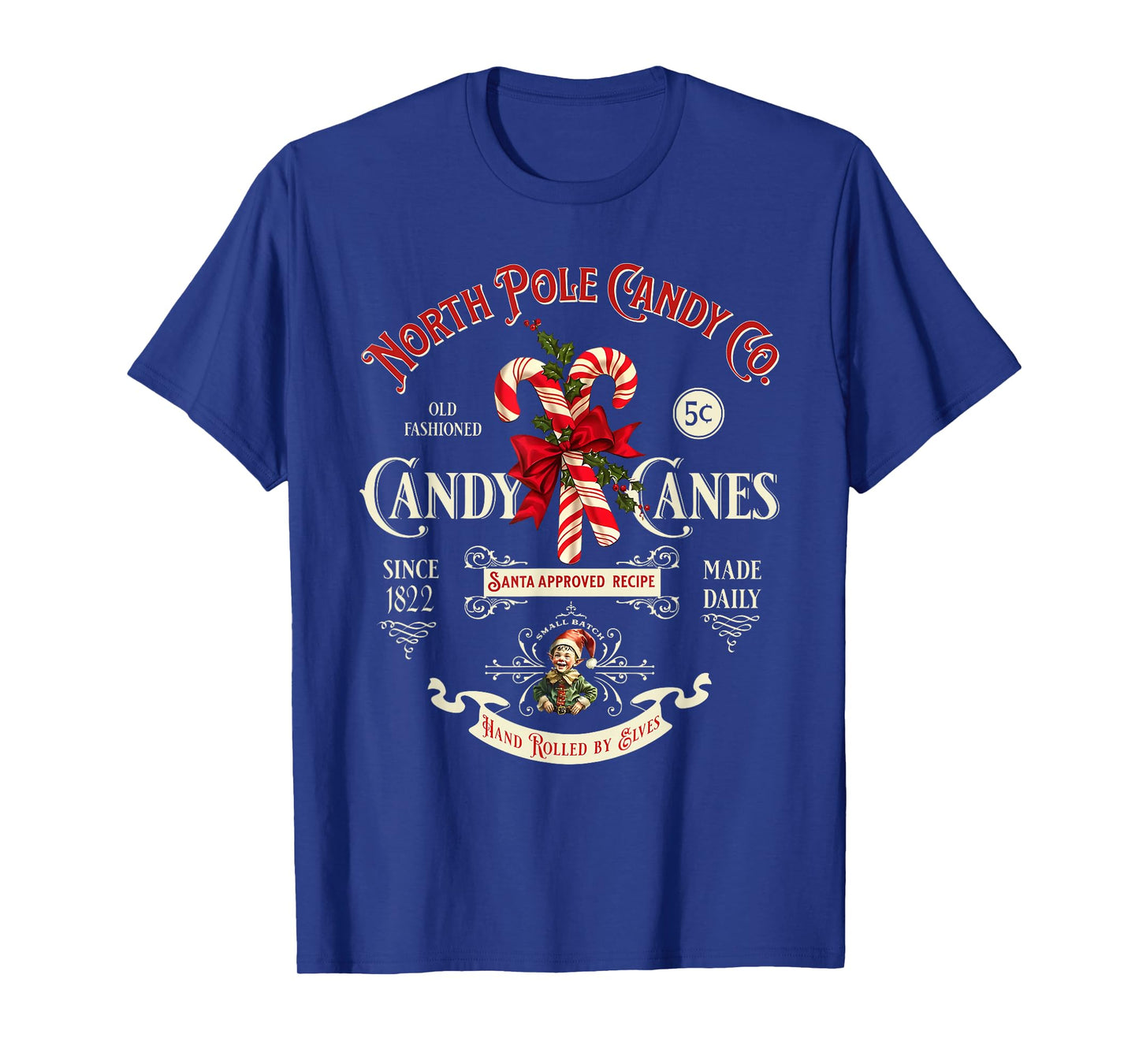 Old Fashioned North Pole Candy Cane Company Elf Christmas T-Shirt