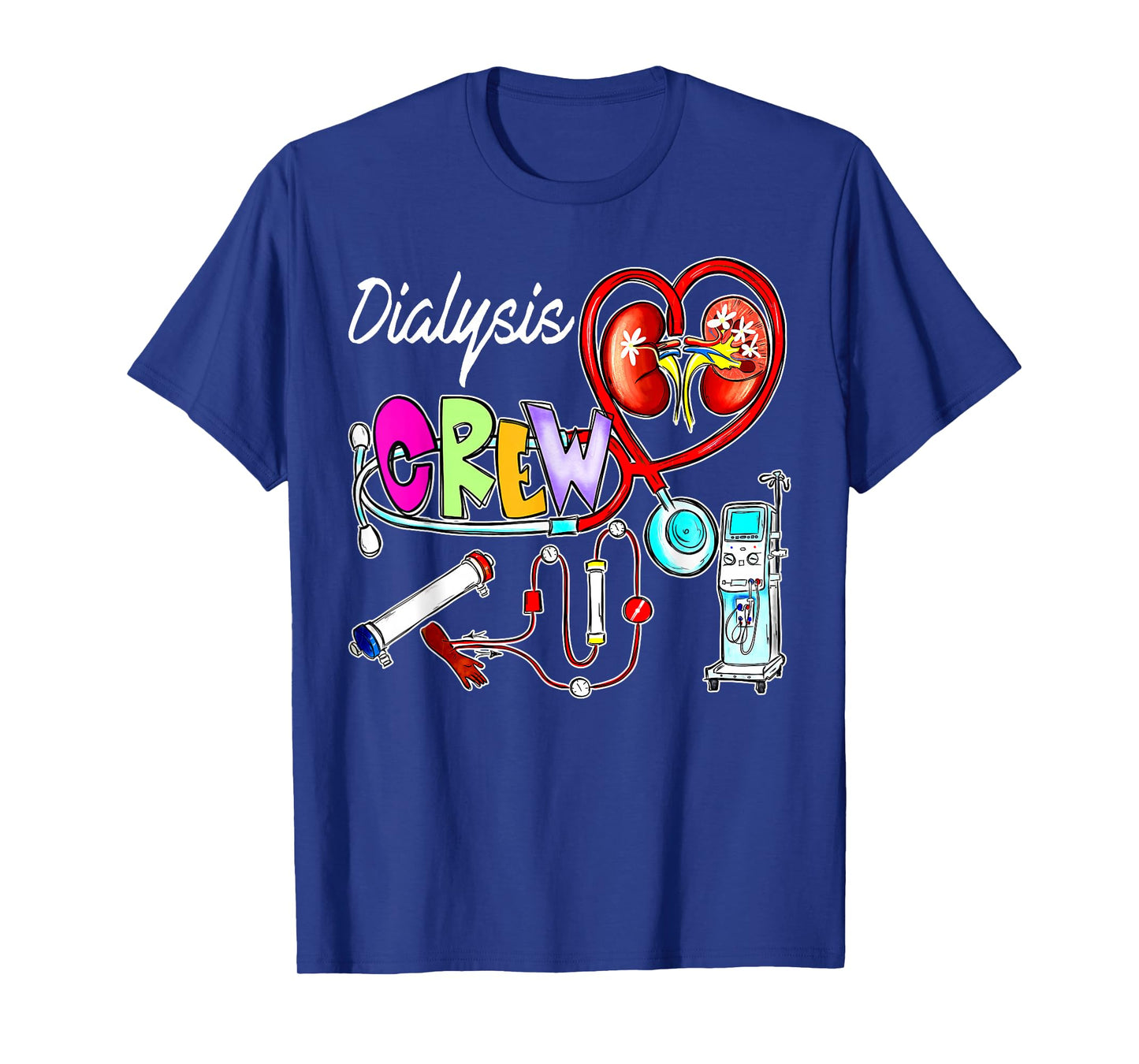 Dialysis Crew Stethoscope Heart Kidney Nephrology Technician T-Shirt, Small, Black
