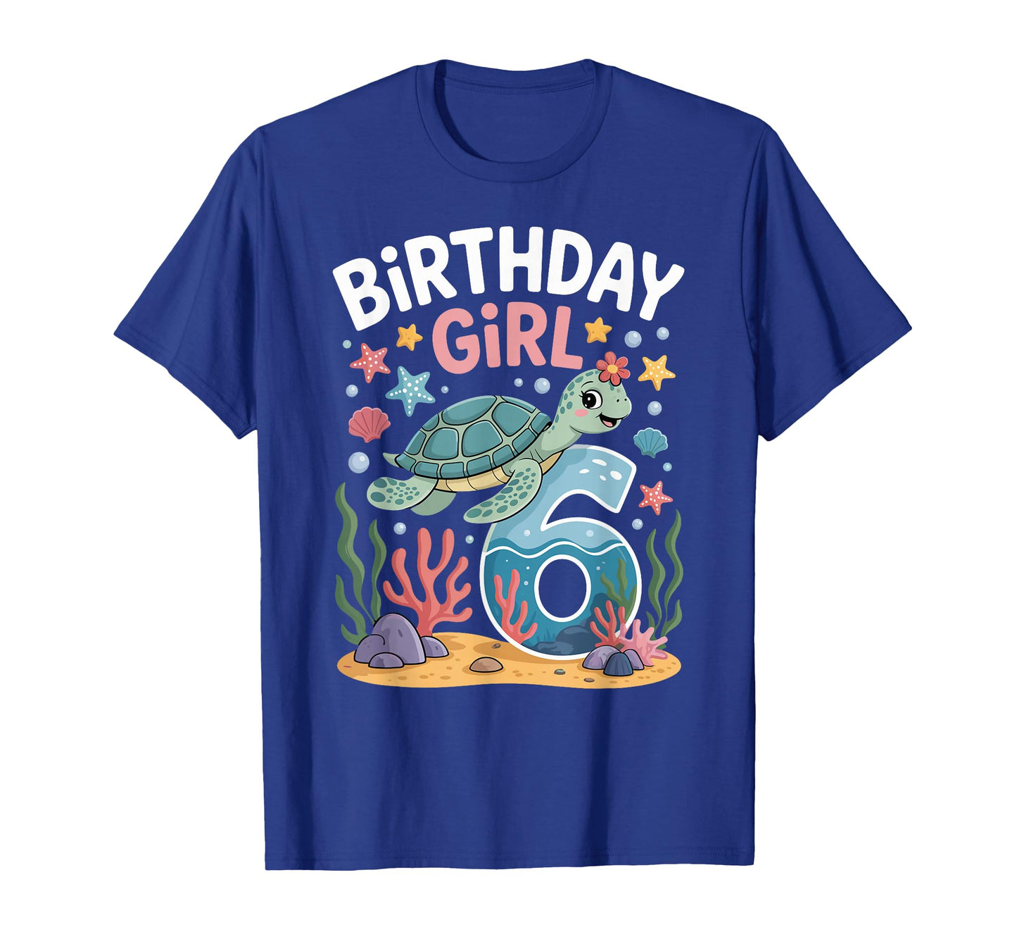 Birthday Girl 6th Sea Turtle Ocean Theme T-Shirt