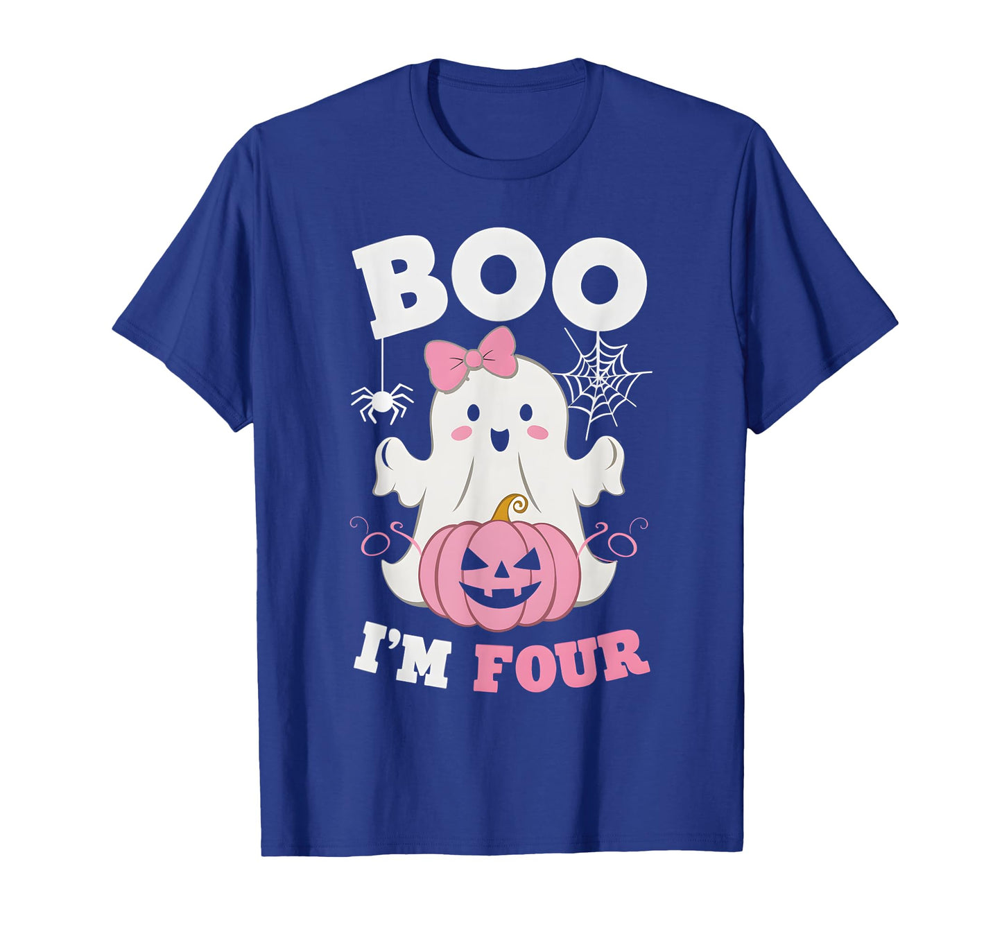 Ghost Boo I'm Four Year 4th Birthday Girls Halloween Groovy T-Shirt