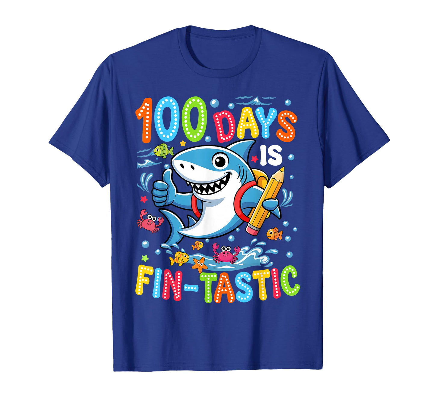 100 Days is Fin Tastic Fish Kid Boy Girl 100th Day of School T-Shirt