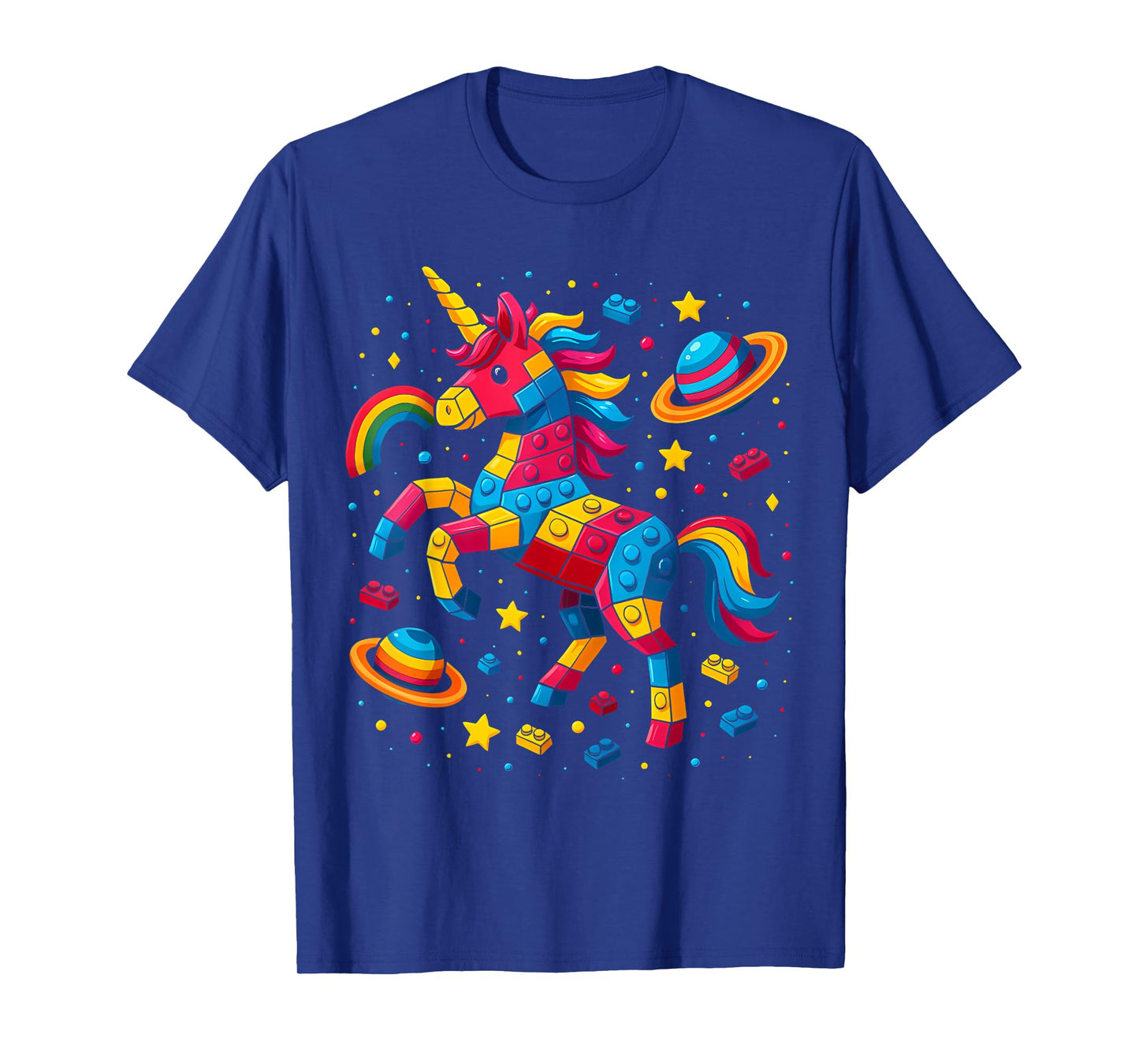 Unicorn Blocks Star Space Girl Builder Building Block Bricks T-Shirt