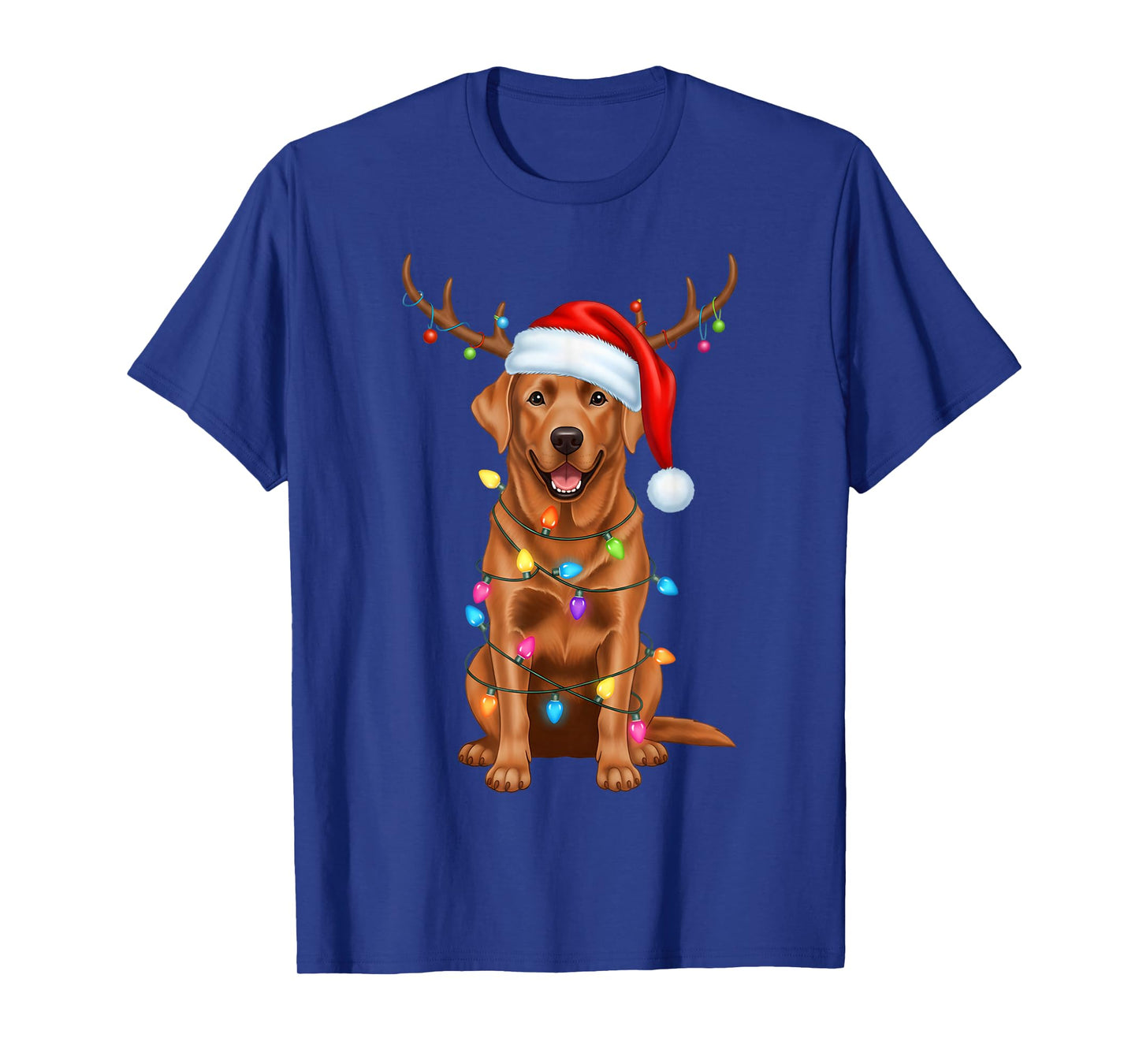 Fox Red Lab Christmas Tree Lights Xmas Pajamas Labrador Dog T-Shirt