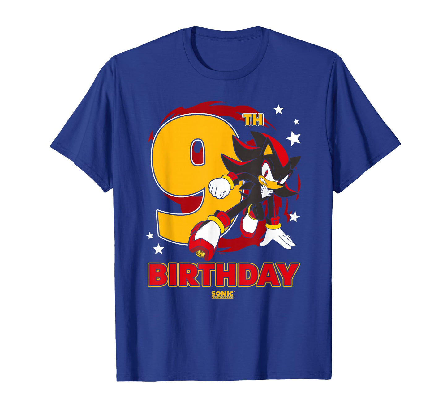 Sonic The Hedgehog Epic Shadow 9th Birthday Big Chest Logo T-Shirt