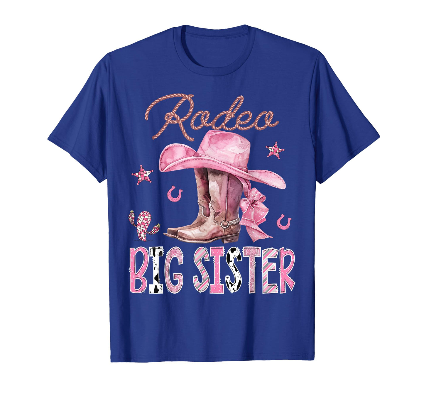Rodeo Big Sister Pink Boots Coquette CowGirl Birthday Party T-Shirt