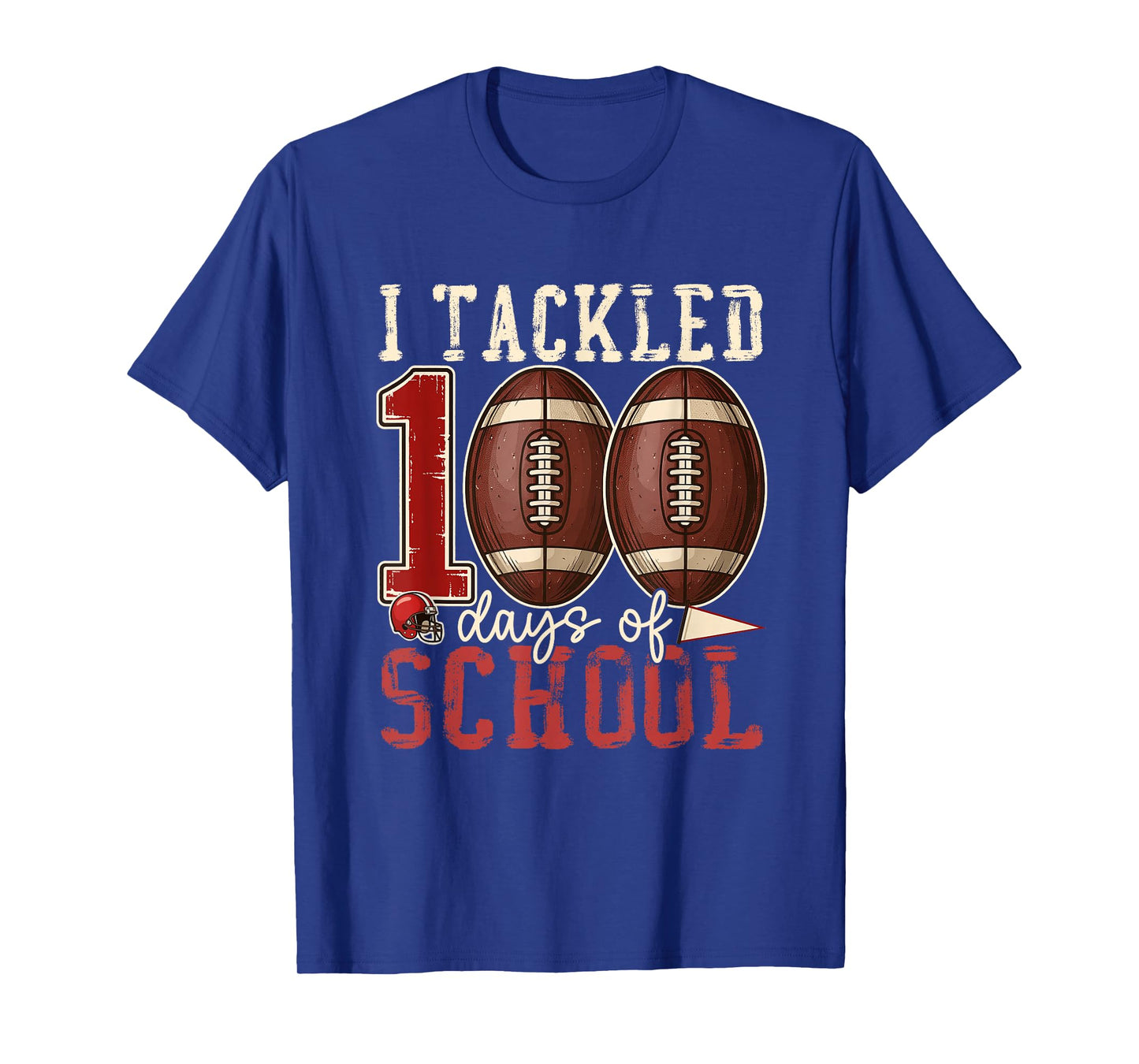 I Tackled 100 Days of School Football Boys Kids 100th Day T-Shirt