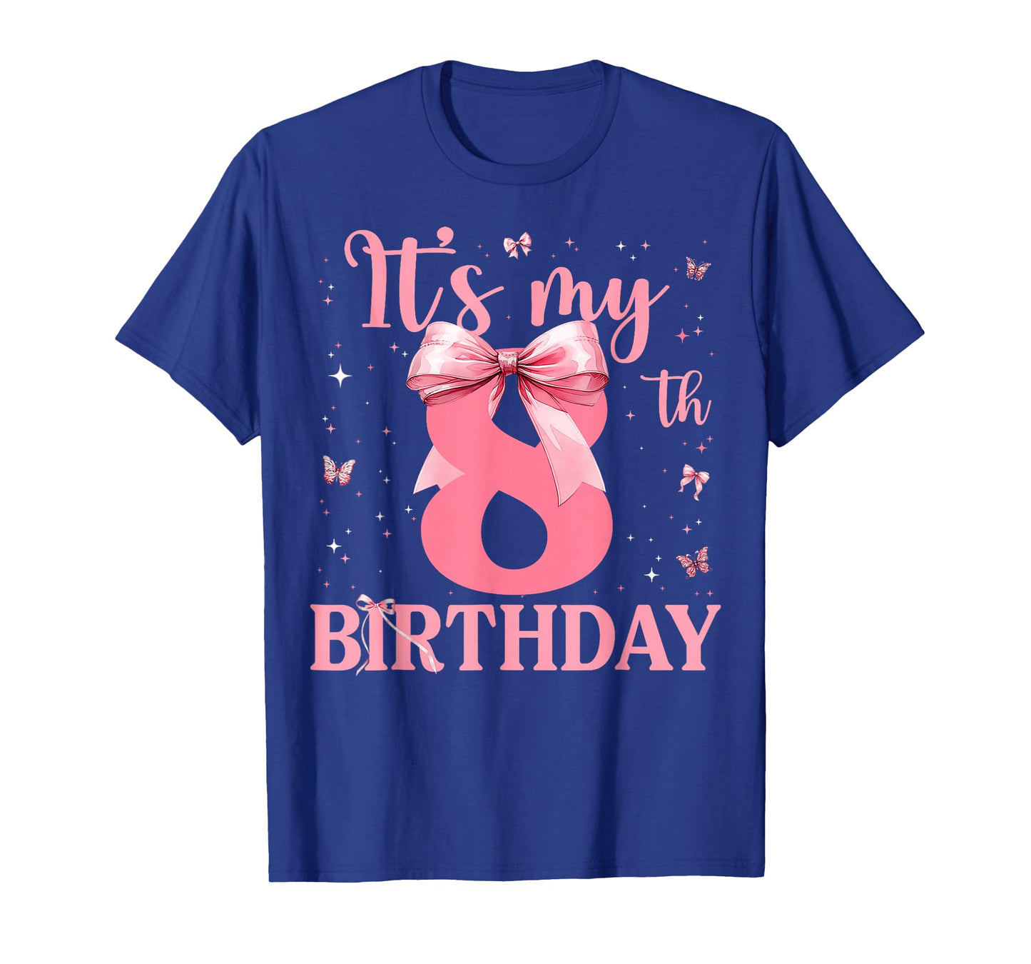 8th Birthday Coquette Bow 8 Years Old Birthday Girl Kids T-Shirt