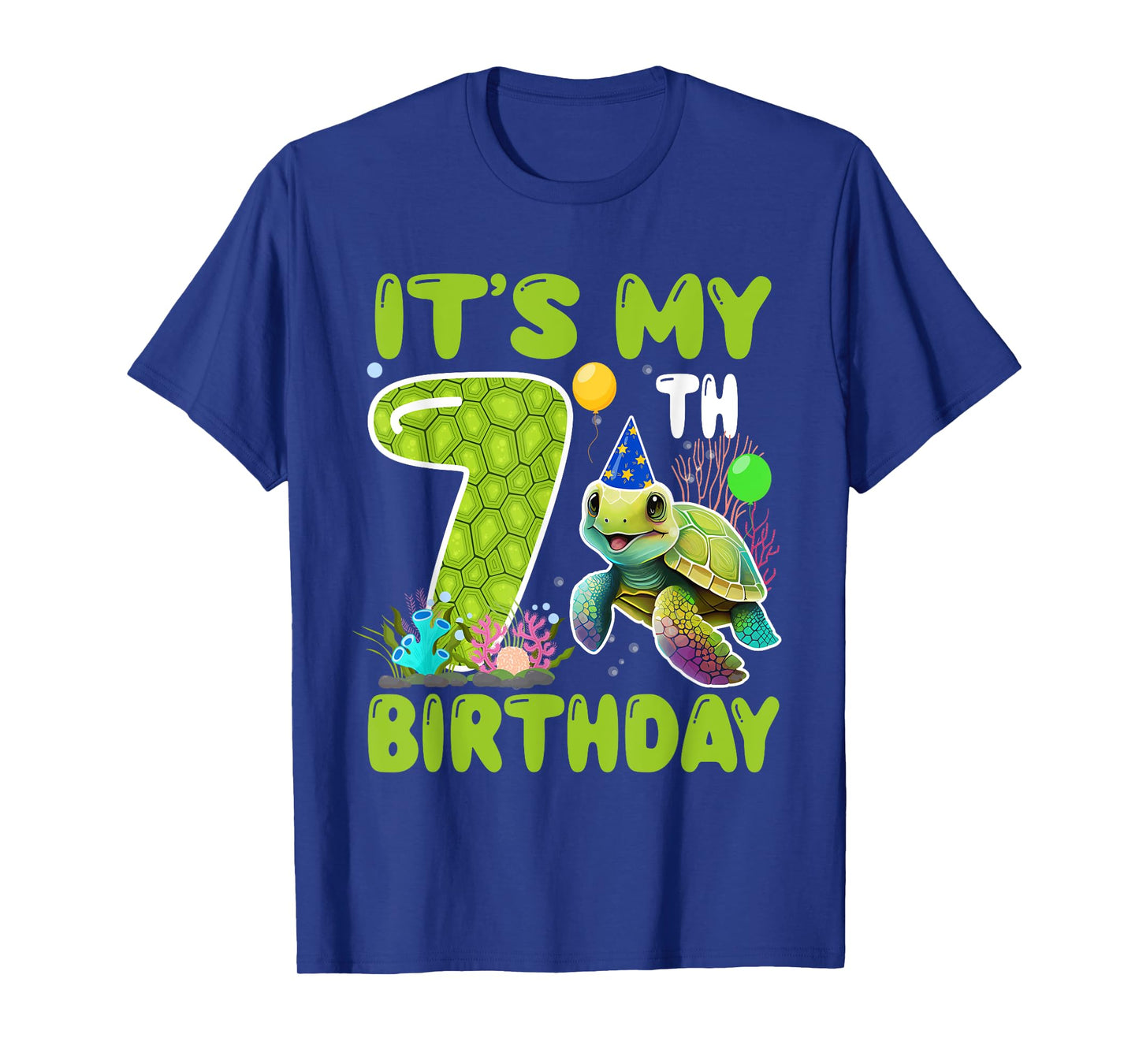 7 Year Old Birthday Sea Turtle Theme It's My 7th Birthday T-Shirt