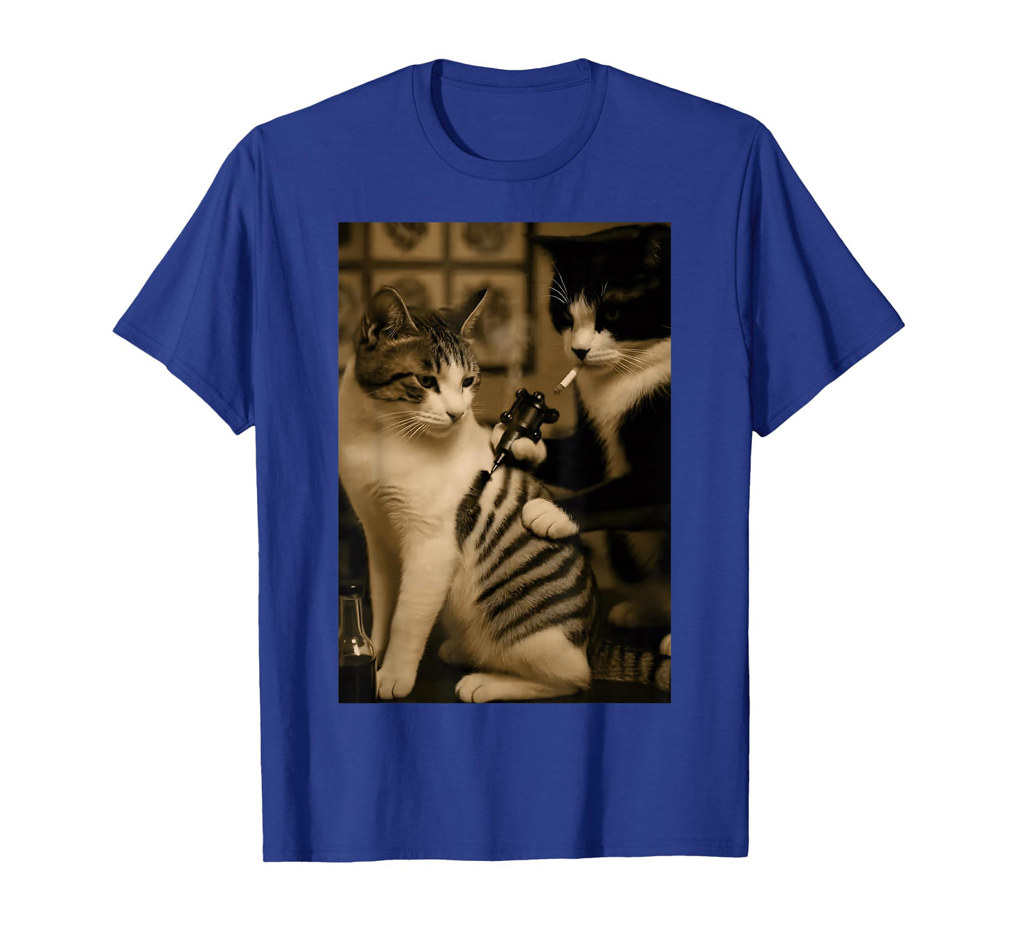 Retro Tattoo Cat Meme Smoking Cat Humor Cat Lover Tattooist T-Shirt