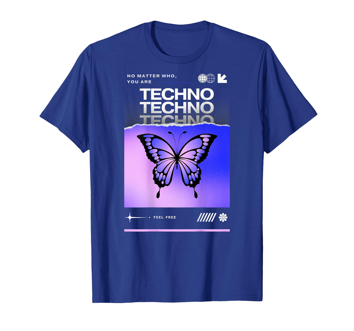 Techno Butterfly Rave Feel Freedom Trance Love Club T-Shirt